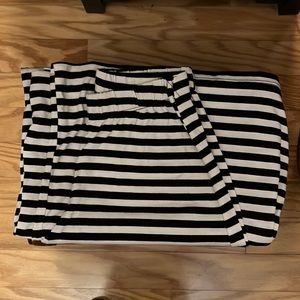 Black and white striped wide leg pants